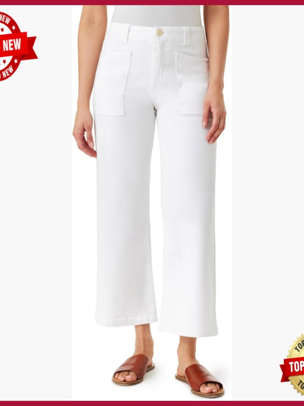Curvy Wide Leg High Rise Ankle Pants, Denim & Twill Options, Size Inclusive Fit
